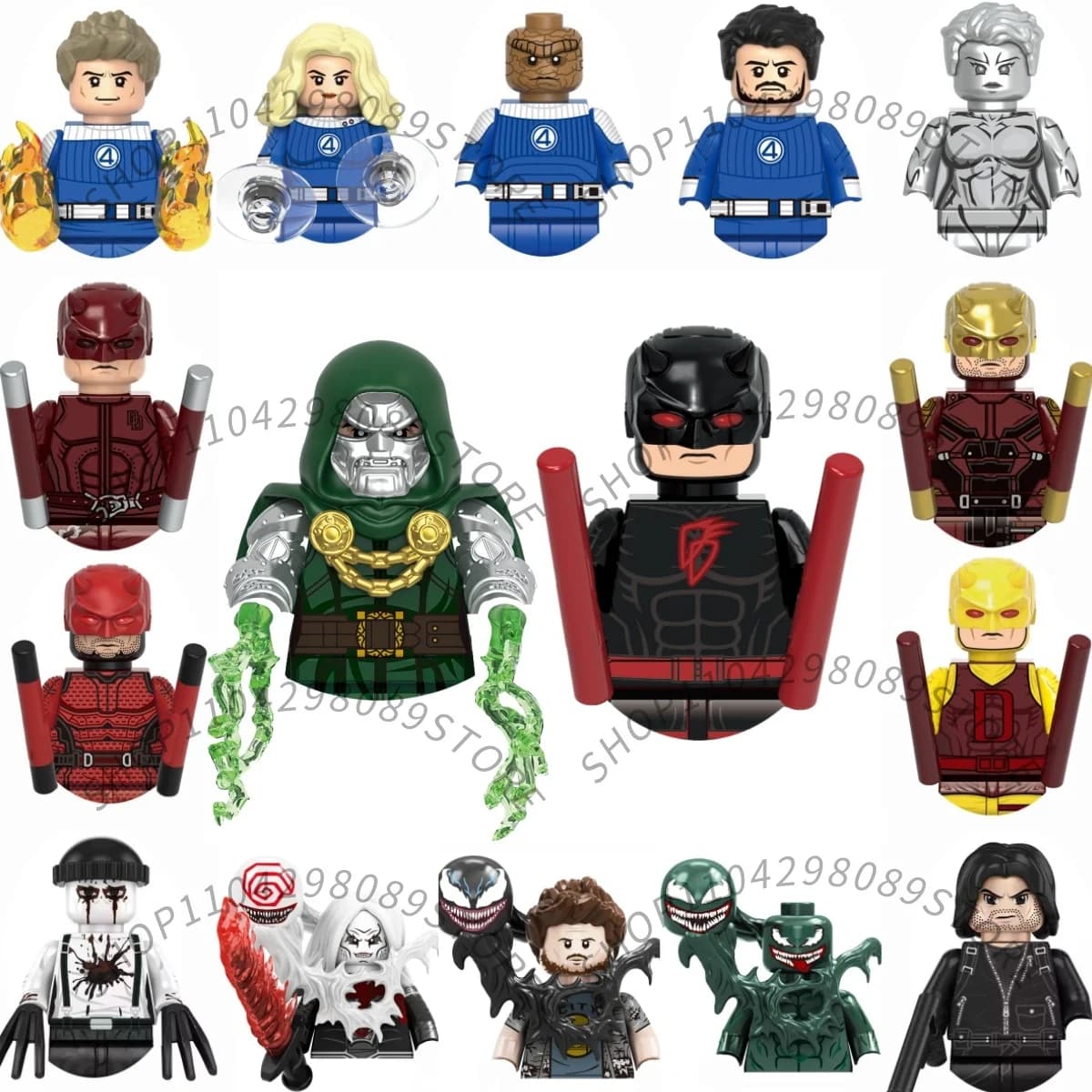 Marvel Building blocks Mini classic characters Children's party gift Brick toy Daredevil Venom Doctor Doom