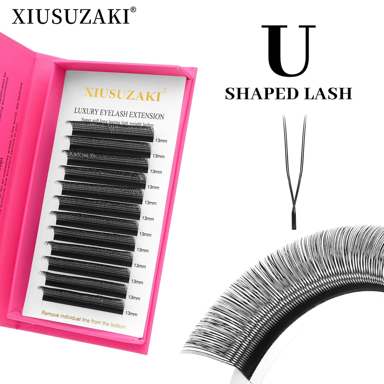 XIUSUZAKI U Shaped Parallel Flower Eyelashes Extensions Matte Black Natural Double Tips 2D YY Lashes Premade Fans Volume Lash