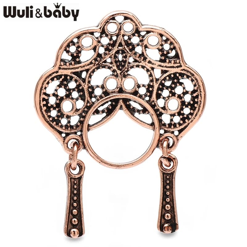 Wuli&baby Vintage Wear Phoenix Coronet Lady Brooches For Women 3-color Metal Beautiful Opera Character Face Party Brooch Pins