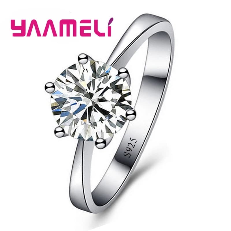 Fine Wedding Rings for Men Women Gift S925 Sterling Silver Austrian Crystal Engagement Proposal Ring Jewelry Bague Femme